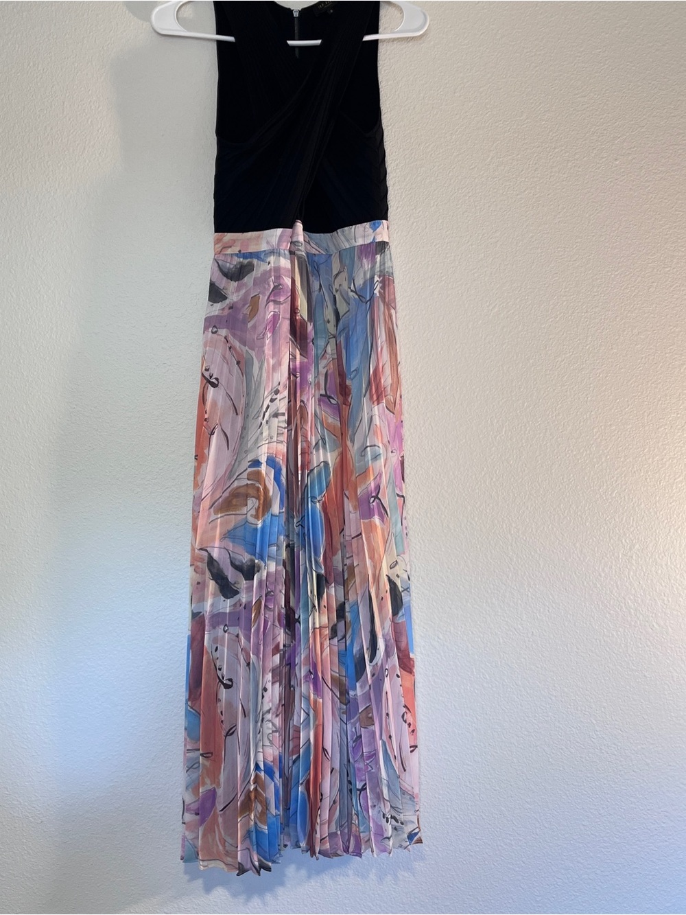 Ted Baker London Maxi Dress with Pleated Pastel Abstract Print